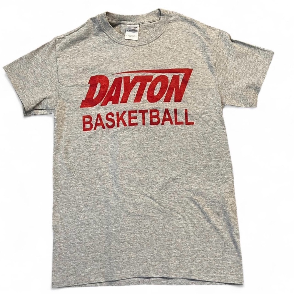 Dayton Basketball Gray Tee with Red Logo #Goflyers